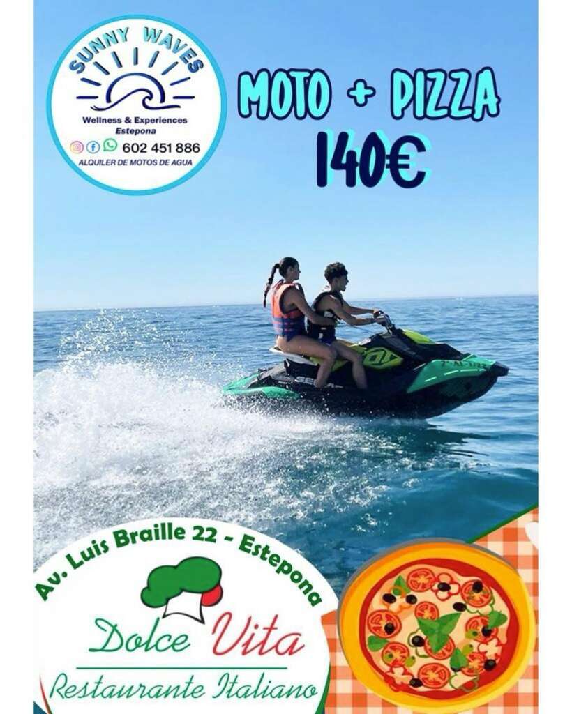 Oferta moto más prizza 140€ en Estepona restaurante dolce vita, restaurante italiano